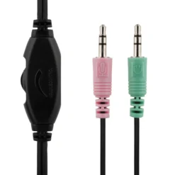 DELTACO Stereo Headset, microphone and volumen kontrol, 2x 3,5mm, sort