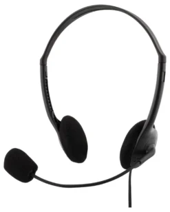 DELTACO Stereo Headset, microphone and volumen kontrol, 2x 3,5mm, sort