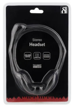 DELTACO Stereo Headset, 30 mm element, 1x 3.5 mm (4-pole), sort