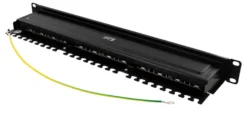 DELTACO STP patch panel, 24xRJ45, Cat6a, 1U, 19", metal, sort