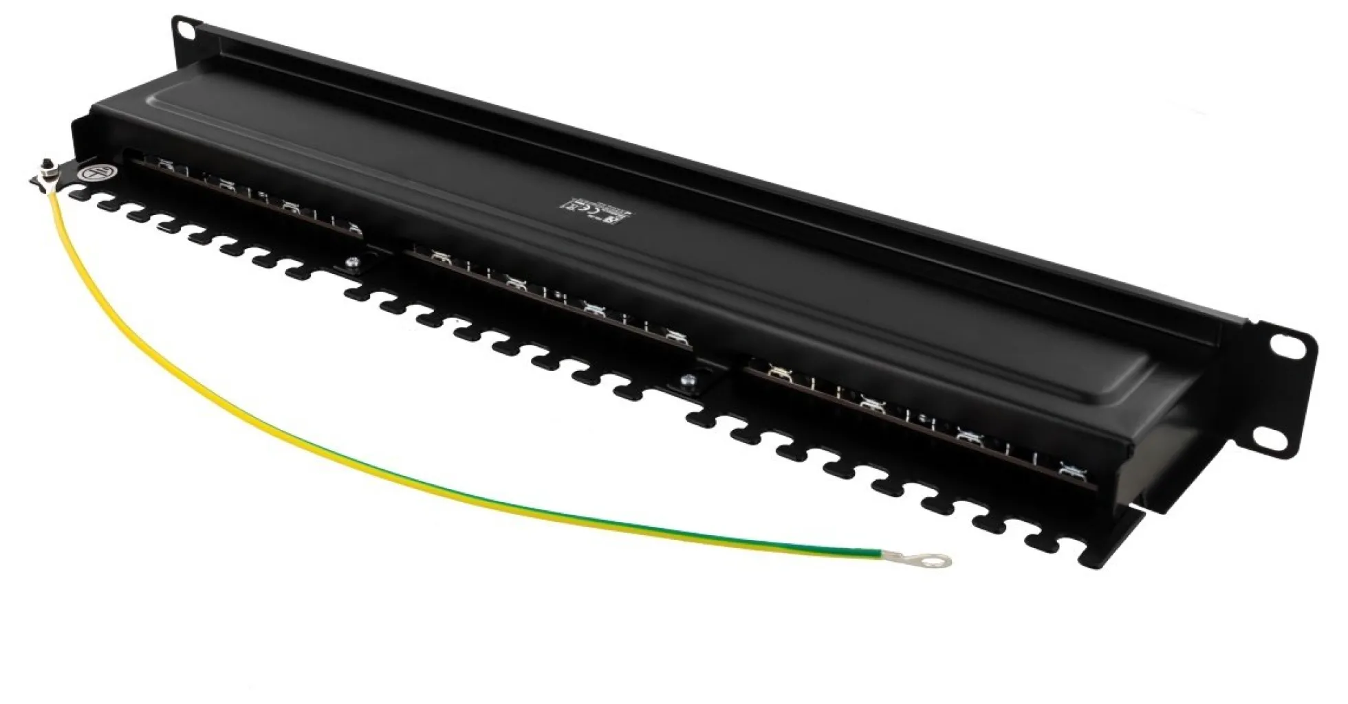 DELTACO STP patch panel, 24xRJ45, Cat6a, 1U, 19", metal, sort