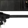 DELTACO strømskinne med 6 schuko jord (side jord), 2 meter ledning, sort