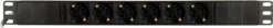 DELTACO strømskinne med 6 schuko jord (side jord), 2 meter ledning, sort