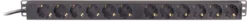 DELTACO strømskinne med 12 schuko jord (side jord), 3 meter ledning, sort