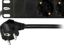 DELTACO strømskinne med 8 schuko jord (side jord), 2 meter ledning, sort