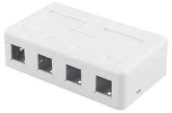 DELTACO Surface mount box for Keystone, 4 ports, hvid