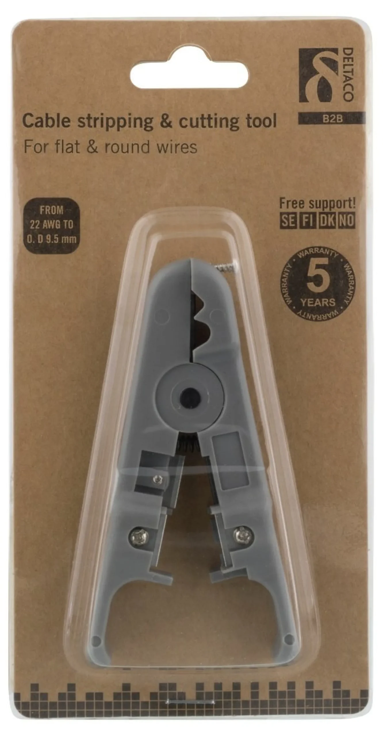 DELTACO Universal cable stripper, cutting function, grå