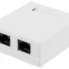 DELTACO unshielded network socket, Surface UTP 2xRJ45, Cat6, hvid