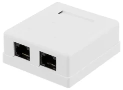 DELTACO unshielded network socket, Surface UTP 2xRJ45, Cat6, hvid