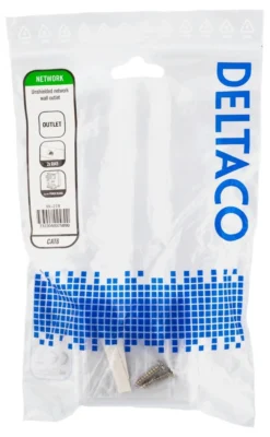 DELTACO unshielded network socket, Surface UTP 2xRJ45, Cat6, hvid