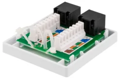 DELTACO unshielded network socket, Surface UTP 2xRJ45, Cat6, hvid