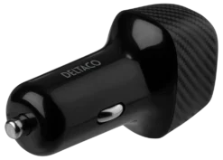 DELTACO USB car charger, 1x USB-C, PD 18 W, 1x USB-A, 18 W, total 36 W