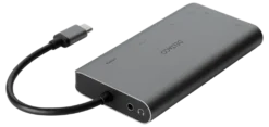 DELTACO USB-C dockningsstation HDMI/VGA/2xUSB-A PD 3.0 spc grey
