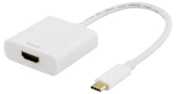 DELTACO USB-C til HDMI adapter, 4096x2160 30Hz, hvid