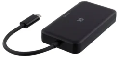 DELTACO USB-C to HDMI/DP/DVI/VGA adapter, 4K, DP Alt Mode, sort