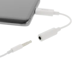 DELTACO USB-C to 3.5 mm hun, 10 cm, retail package, active, hvid