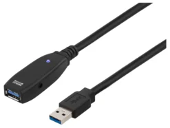 DELTACO USB 3.0-forlængerkabel, aktivt, Type A han - Type A han, 2