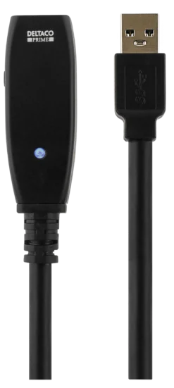 DELTACO USB 3.0-forlængerkabel, aktivt, Type A han - Type A han, 2