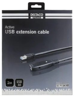 DELTACO USB 3.0-forlængerkabel, aktivt, Type A han - Type A han, 2