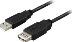 DELTACO USB 2.0 kabel Type A han - Type A hun 5m, sort