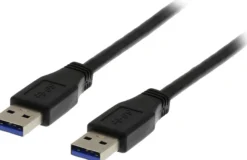 DELTACO USB 3.0 kabel, Type A han - Type A han, 1m, sort
