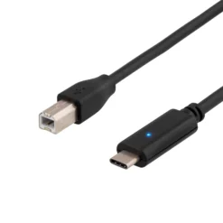 DELTACO USB 2.0 kabel, Type C M - Type B M, 1m, sort