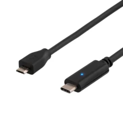 DELTACO USB 2.0 kabel, Type C M - Type MIcro B M, 1m, sort