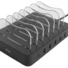 DELTACO USB ladestation, 5x USB-A, 1x USB-C fast charge, sort