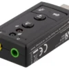 DELTACO USB-lydkort, tilslutning til hovedelefoner og mikrofon, 2x3,5m