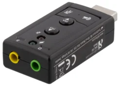 DELTACO USB-lydkort, tilslutning til hovedelefoner og mikrofon, 2x3,5m