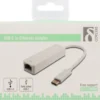 DELTACO, USB 3.1 netværksadapter, 1xRJ45, 1xUSB-C han, hvid