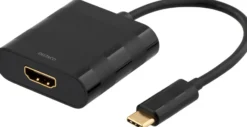 DELTACO, USB 3.1 til HDMI adapter, USB-C han - HDMI hun, sort