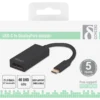 DELTACO USB 3.1 to DisplayPort adapter, USB type C - DP hun , sort