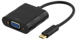 DELTACO USB 3.1 to VGA adapter, Type C han - VGA hun, 1080p, bag, sort