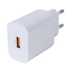 DELTACO USB-vægoplader, 1x USB-A, hurtig opladning 18 W, hvid