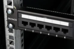 DELTACO UTP patch panel, 24xRJ45, Cat6, krone terminal, 1U, 19", sort