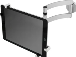 DELTACO Vægbeslag til tablets, vridbar 360°, 3 leder, grå
