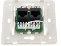 DELTACO Vægudtag udenpåliggende, UTP 2xRJ45, Cat6 hvid
