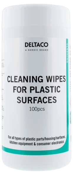 DELTACO Wet Wipes for plastic surfaces, 100pcs, non-alcoholic, hvid