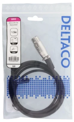 DELTACO XLR to 4-Pin tele (Cisco pinout), 1,5m, sort