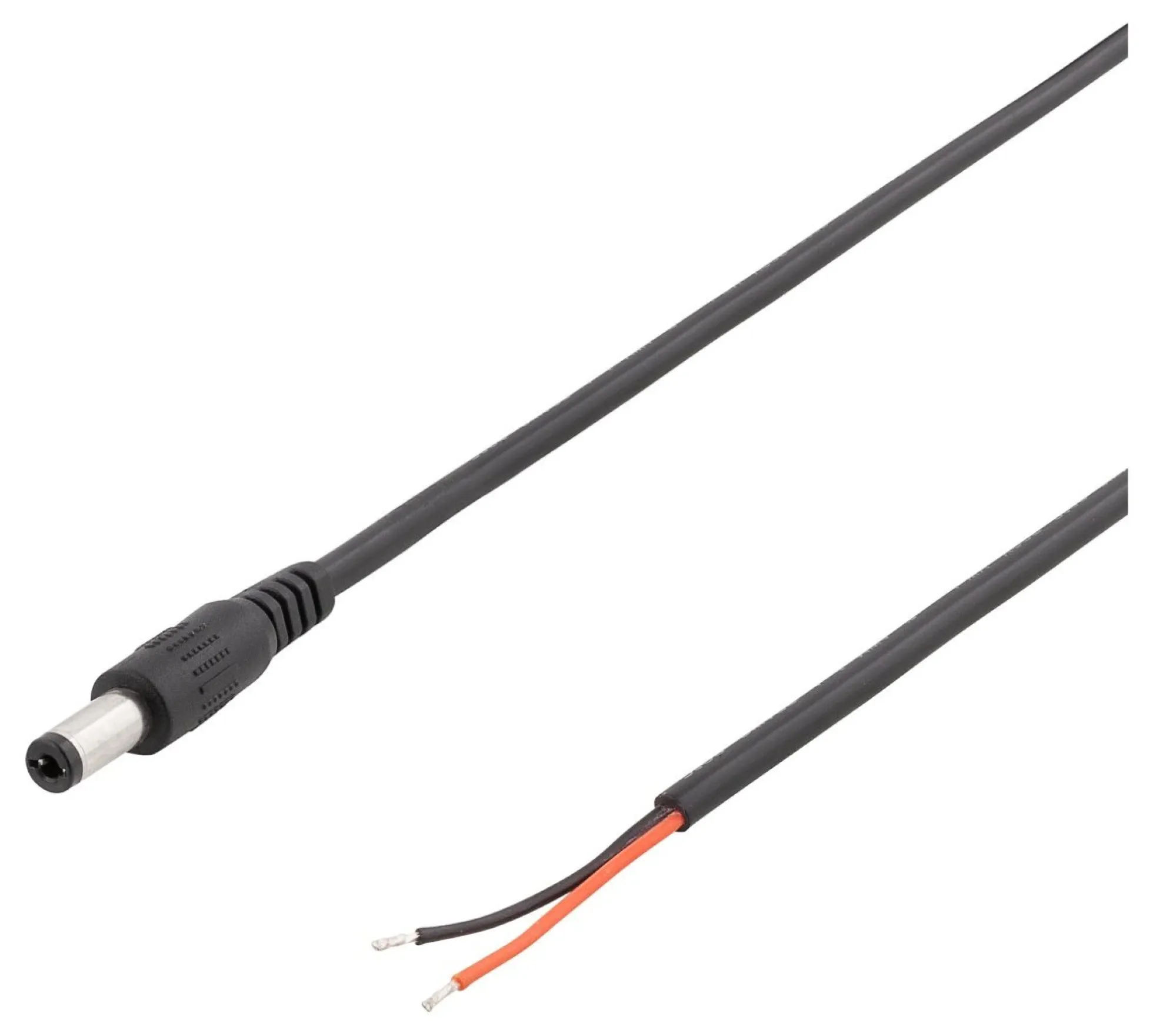 DELTACO 5.5x2.1mm DC to open ended wire, 2m, 20AWG, sort