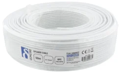 DELTACO 2x15mm Speaker cable, 50m, OFC pure copper, hvid