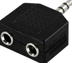 DELTACO Y-adapter til lyd, 1x3,5mm han til 2x3,5mm hun
