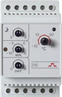DEVIreg™ 316 – DIN-skinne termostat med ledningsføler (-10 til 50° C)