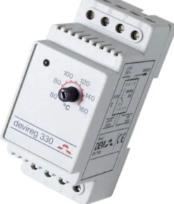 DEVIreg™ 330 – DIN-skinne termostat med ledningsføler (60 til 160° C)