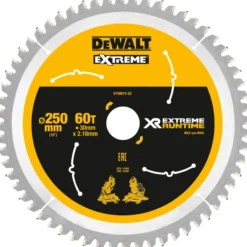 DEWALT rundsavklinger til akkusave, Ø250 mm, 30 mm centerhul, 60 tænder
