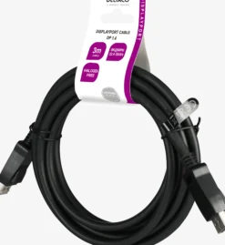 DisplayPort kabel, 3 meter, 8K, DP 1.4, DSC 1.2, LSZH, sort