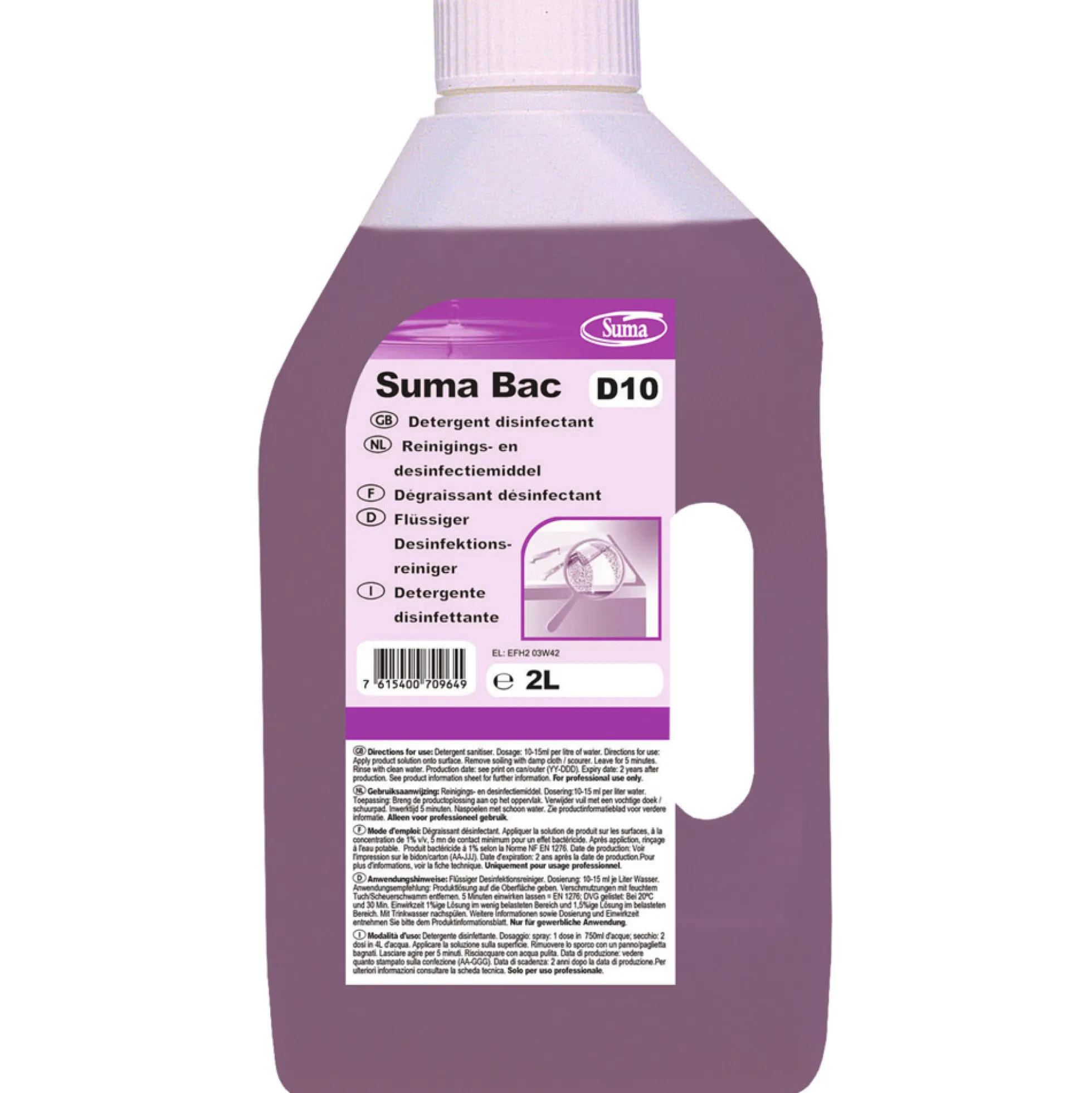 Diversey Suma Bac D10, 2 liter, desinfektions- og rengøringsmiddel