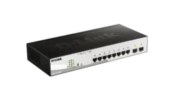 D-Link netværksswitch, Layer 2, 10/100/1000Mbps, 8xRJ45, 2xSFP, PoE,