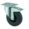 Drejeligt hjul, 200 mm, gummi, med bremse, plade, 205 kg, 3477PVRP63